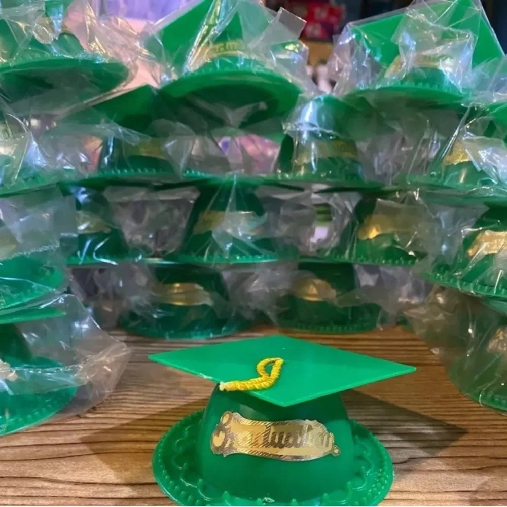 Graduation cap toppers green lot of 21 pc